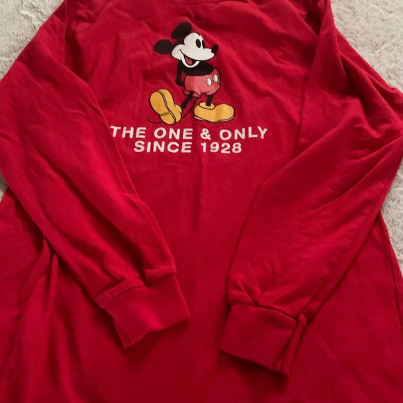 Disney Red Mickey Mouse Unisex Long Sleeve Tee - Picture 3 of 4